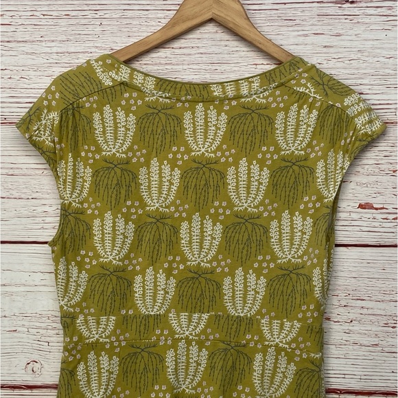 Boden Margot Scoop Neck Olive Green Botanical Print Dress Sz 6 - Picture 8 of 11